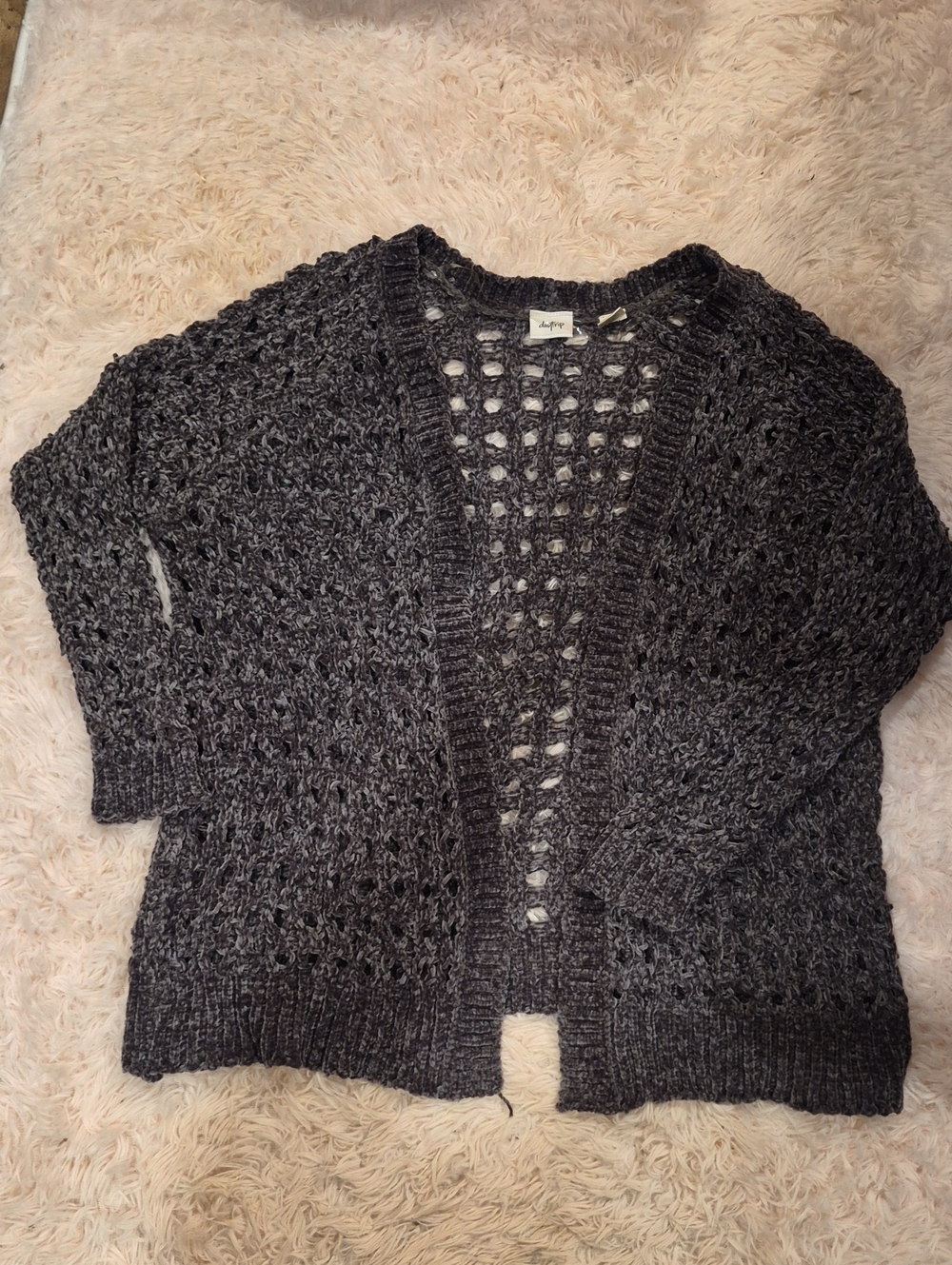 Daytrip Open-Knit Charcoal Cardigan